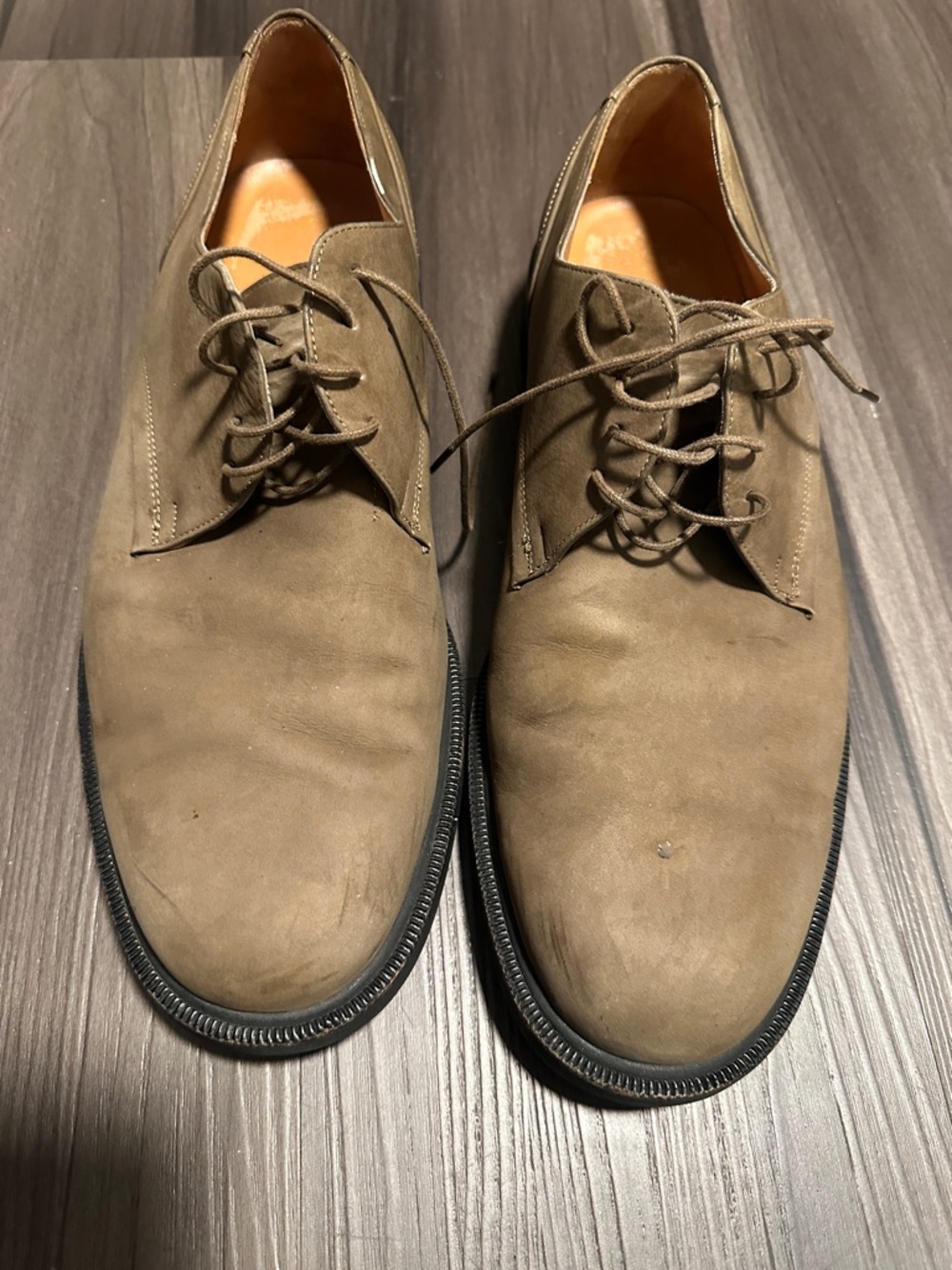 Salvatore Ferragamo Olive Suede Derby Lace-Up Shoes